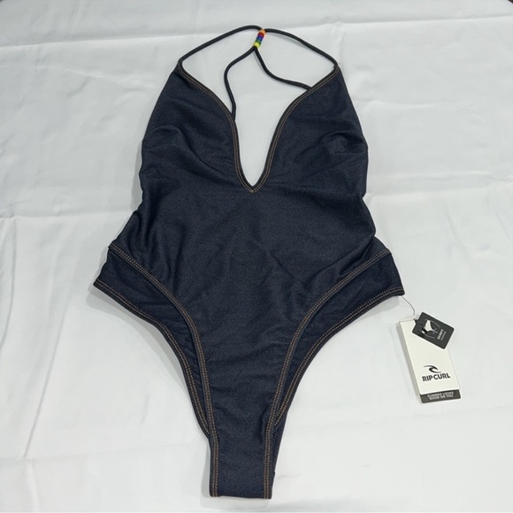 Rip Curl Dalias Denim Skimpy One Piece Swimsuit, SMALL - Picture 2 of 11